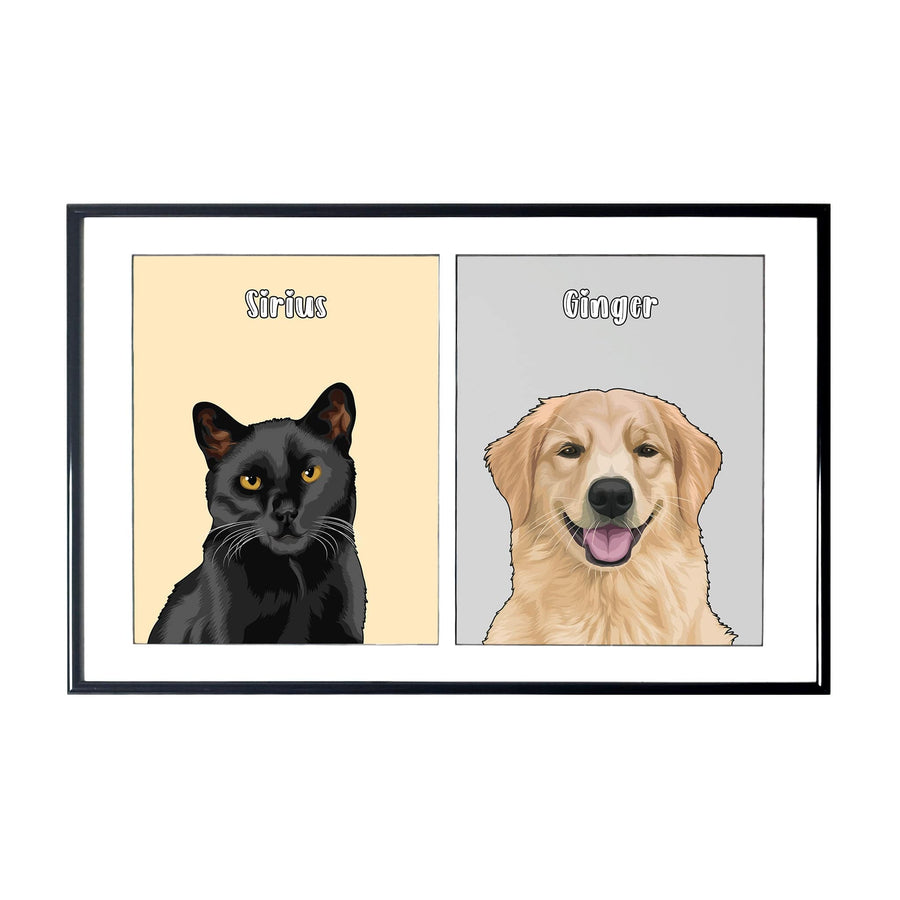 Custom Two Pet Portrait- Solid Colors
