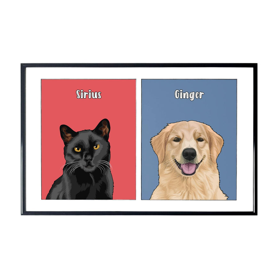 Custom Two Pet Portrait- Solid Colors